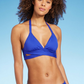 Top de biquíni feminino Kona Sol com estampa de envelope falso, azul, tamanho M