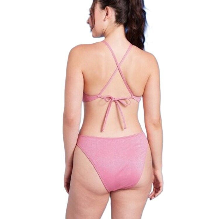 Maiô feminino Wild Fable Pink Lurex com recortes - Tamanho XS