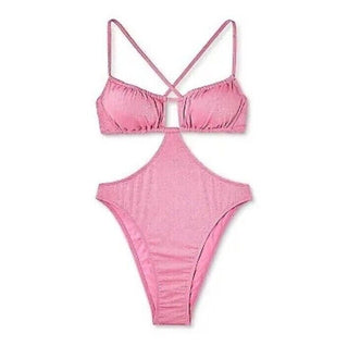 Maiô feminino Wild Fable Pink Lurex com recortes - Tamanho XS