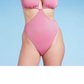 Maiô feminino Wild Fable Pink Lurex com recortes - Tamanho XS