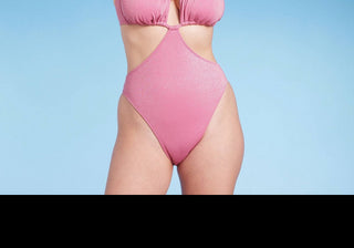 Maiô feminino Wild Fable Pink Lurex com recortes - Tamanho XS