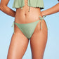 Calcinha de biquíni verde suave com amarração lateral - Tamanho P feminino da Wild Fable