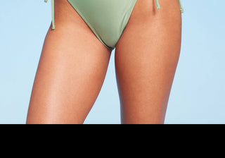 Calcinha de biquíni verde suave com amarração lateral - Tamanho P feminino da Wild Fable