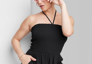 Macacão feminino Wild Fable preto com babados - sem mangas, tamanho XXS