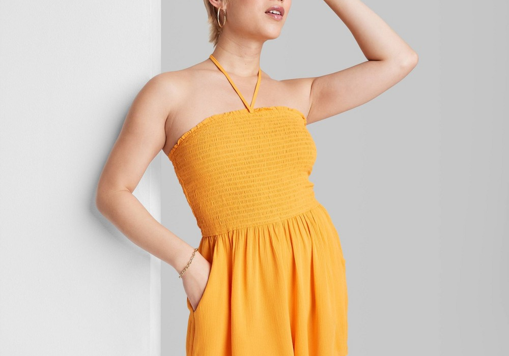 Macacão feminino sem mangas Wild Fable em tecido, cor manga laranja, tamanho P