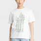 Camiseta branca de manga curta com estampa gráfica - Feliz Dia da Terra - Árvores altas - Tamanho feminino M