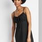 Vestido feminino Wild Fable de linho preto com babados e alças finas, tamanho XXS