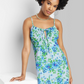 Vestido de linho franzido com estampa floral azul Wild Fable feminino tamanho XXS