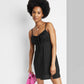 Vestido preto de linho franzido para mulher - Wild Fable XS