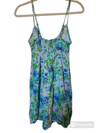 Vestido de linho floral azul XS Wild Fable feminino