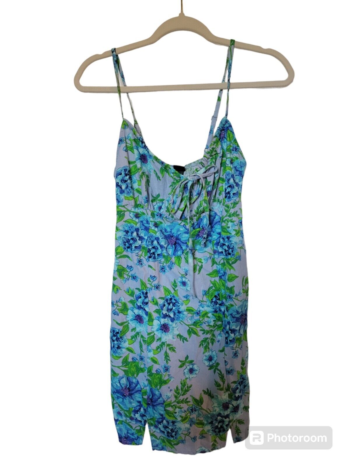 Vestido de linho floral azul XS Wild Fable feminino