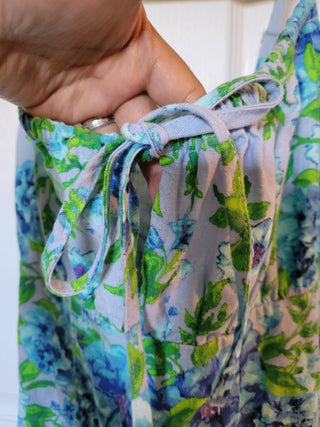 Vestido de linho floral azul XS Wild Fable feminino