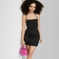 Vestido justo de cetim preto feminino com amarração nas costas Wild Fable tamanho XXS