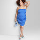 Vestido justo de cetim azul Wild Fable feminino com amarração nas costas, tamanho XXL