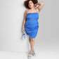 Vestido justo de cetim azul Wild Fable feminino com amarração nas costas, tamanho XXL