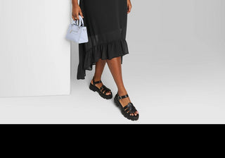 Vestido feminino preto de chiffon, tamanho médio, com bainha alta e baixa, da Wild Fable