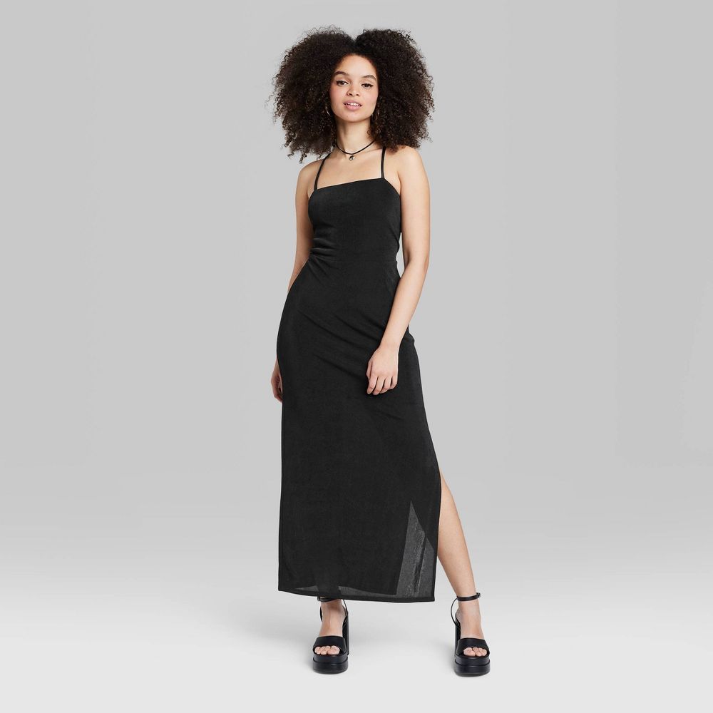 Vestido longo justo feminino Wild Fable XXS preto com amarração nas costas