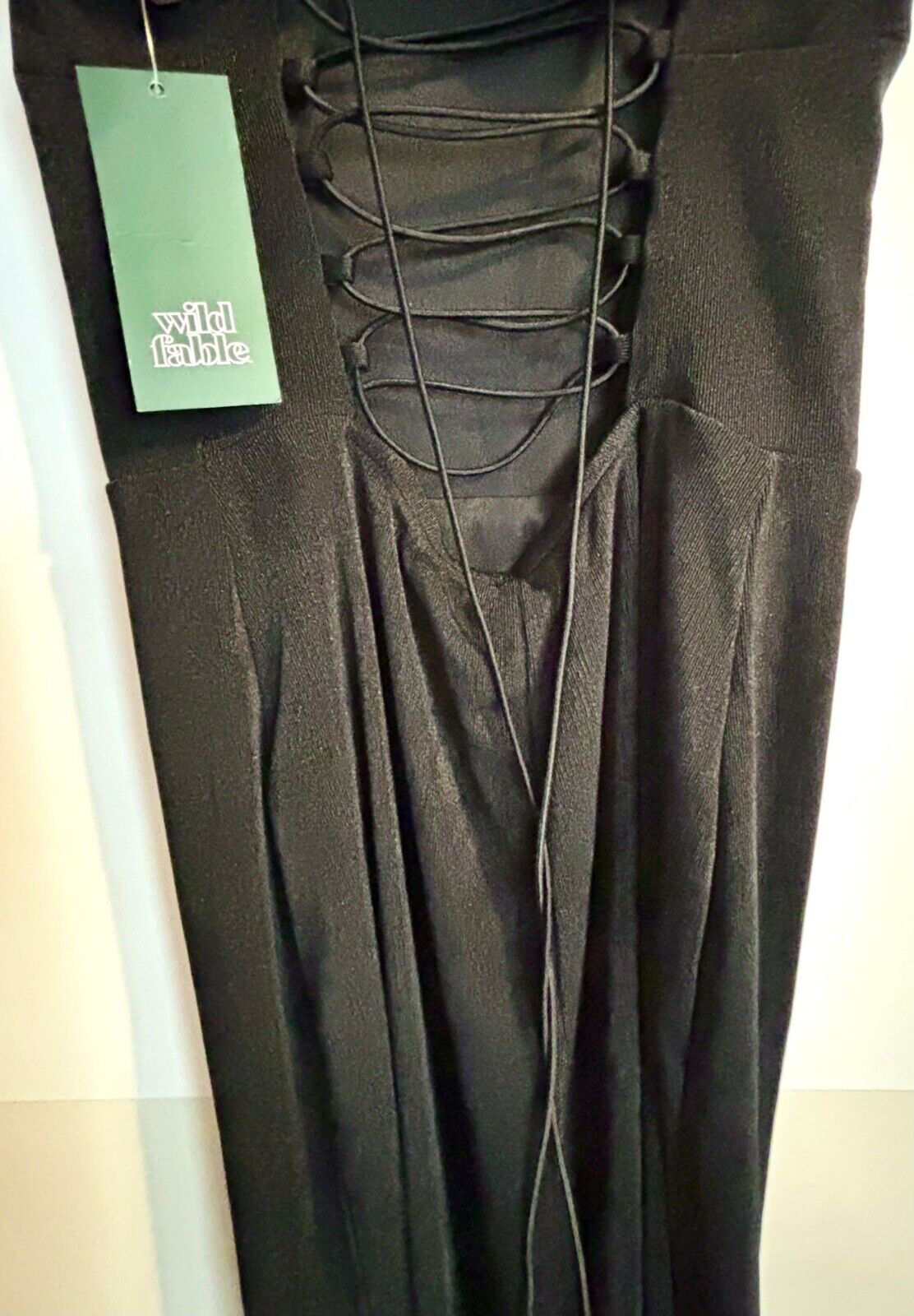 Vestido longo preto Wild Fable com cadarço para mulheres - tamanho XS