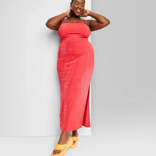 Vestido longo vermelho com amarração e comprimento longo colado ao corpo Wild Fable feminino