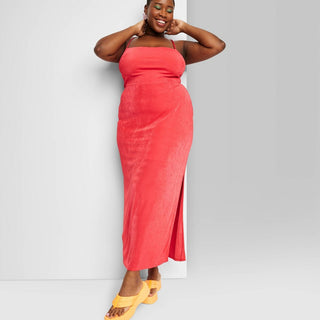 Vestido longo vermelho com amarração e comprimento longo colado ao corpo Wild Fable feminino