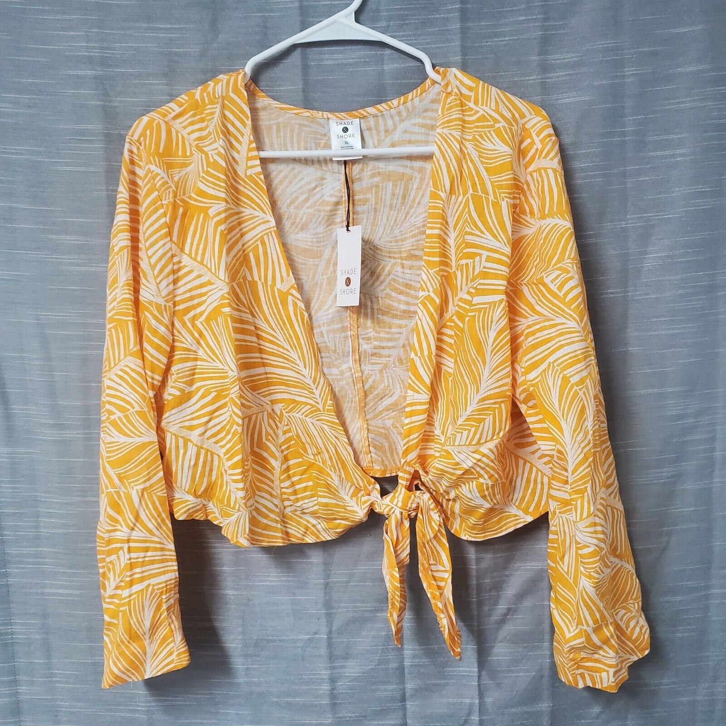 Blusa laranja com amarração frontal Shade &amp; Shore para mulheres, tamanho GG