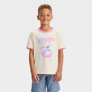 Camiseta masculina de manga curta 'Sunshine' Shark Ringer - Cat &amp; Jack™ Off-White S