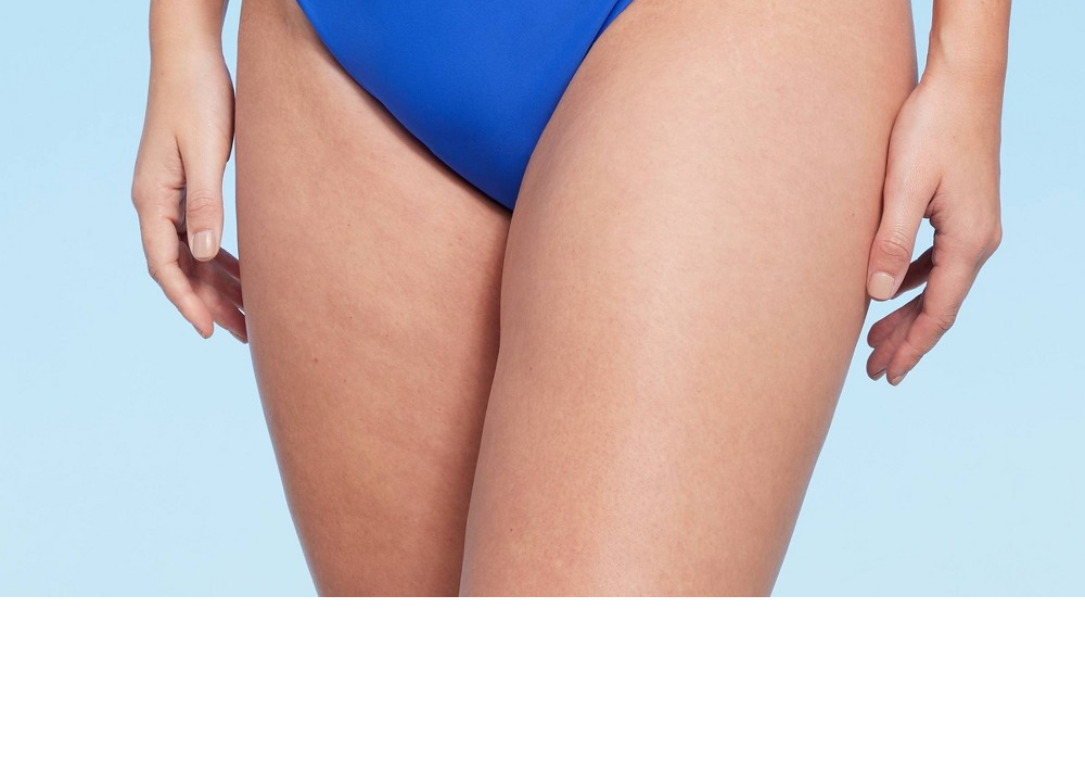 Calcinha de biquíni Cheeky feminina Wild Fable, perna alta e cintura baixa, azul cobalto, tamanho GG