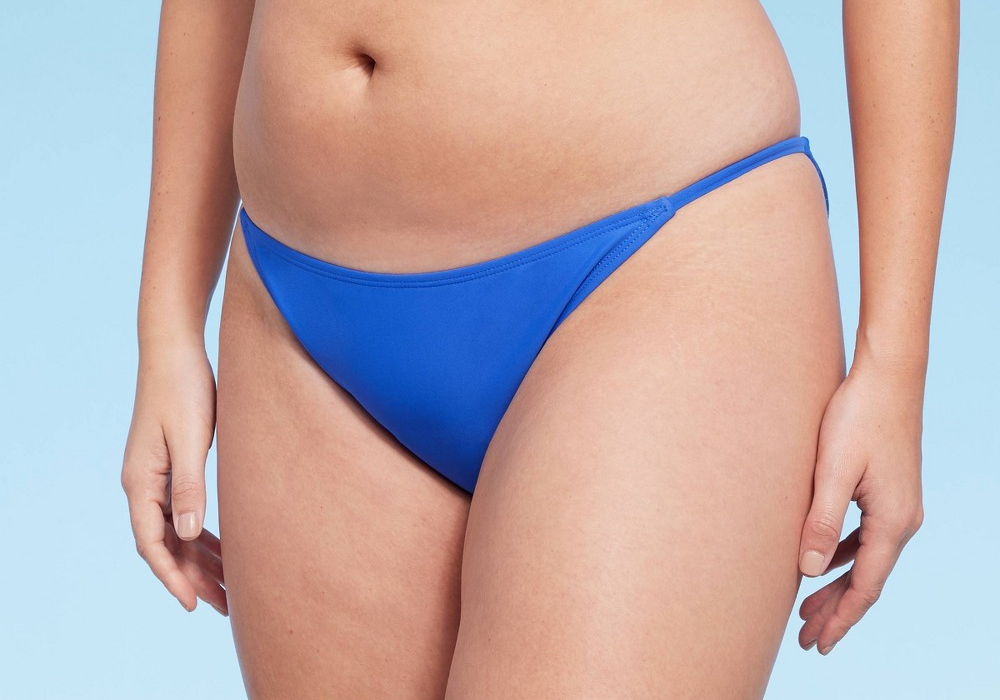 Calcinha de biquíni Cheeky feminina Wild Fable, perna alta e cintura baixa, azul cobalto, tamanho GG