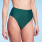 Calcinha de biquíni verde de cintura alta feminina Shade &amp; Shore - tamanho P