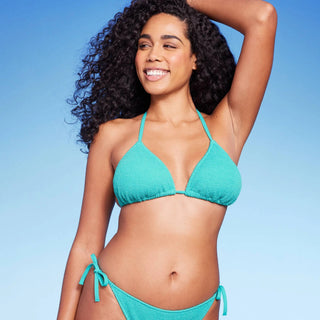 Top de biquíni Shade &amp; Shore Teal Halter para mulheres - Tamanho G