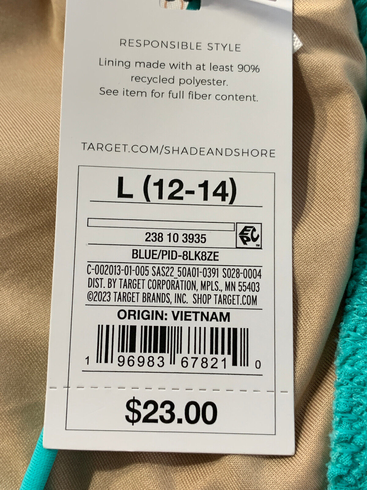 Top de biquíni Shade &amp; Shore Teal Halter para mulheres - Tamanho G