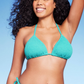 Top de biquíni Shade &amp; Shore Teal Halter para mulheres, tamanho M