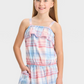 Regata xadrez feminina em vermelho, branco e azul, tamanho GG - Cat &amp; Jack