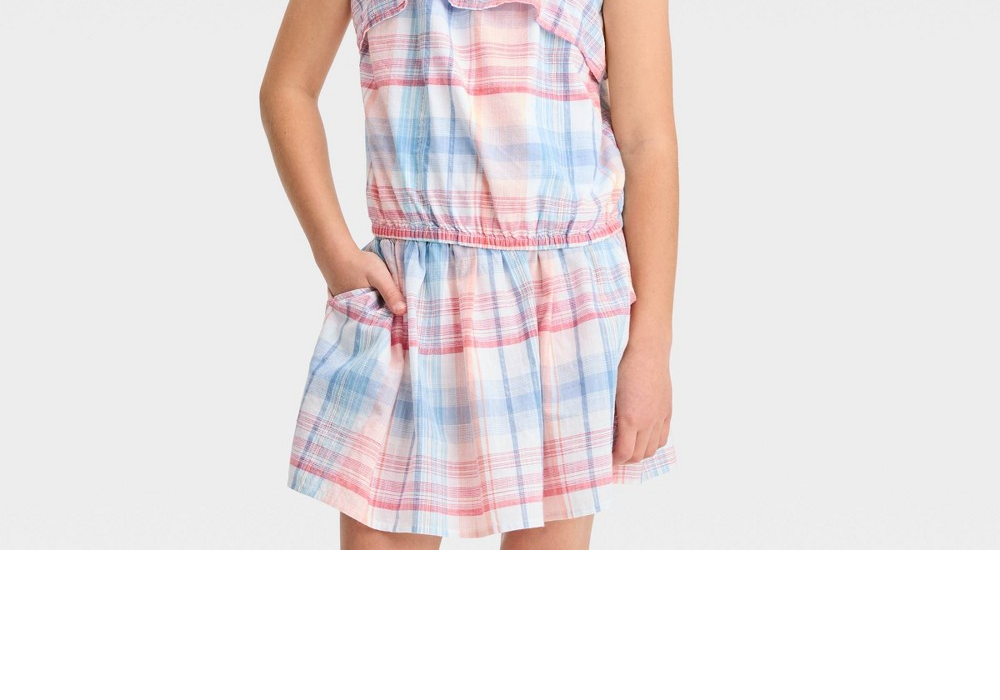 Regata xadrez feminina em vermelho, branco e azul, tamanho GG - Cat &amp; Jack