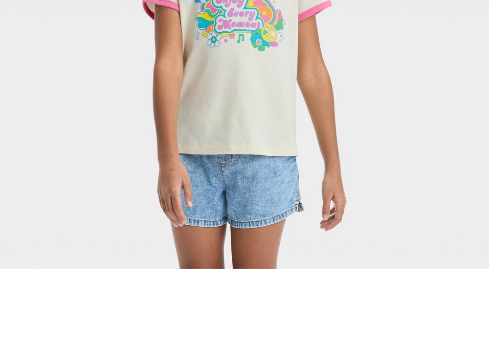 Camiseta feminina Cat &amp; Jack de manga curta branca com estampa de anel, tamanho XXG Plus
