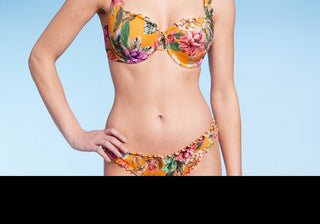 Top de biquíni com babados e forro leve Shade &amp; Shore - Laranja feminino 36B