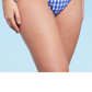 Calcinha de biquíni ultra alta Wild Fable feminina em guingão azul cobalto tamanho GG