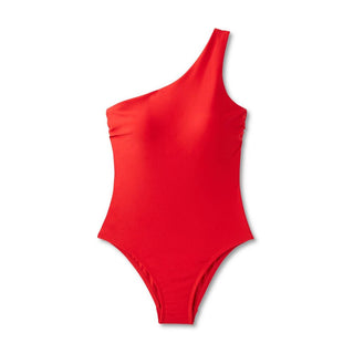 Maiô feminino Kona Sol de um ombro só, vermelho, tamanho G - Cobertura média com controle de barriga