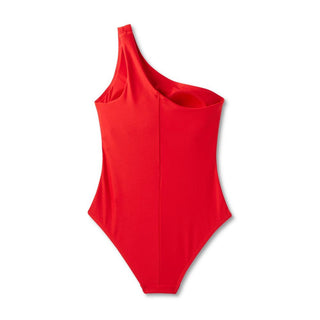Maiô feminino Kona Sol de um ombro só, vermelho, tamanho G - Cobertura média com controle de barriga
