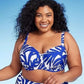 Top de biquíni feminino com aro Kona Sol - estampa coral azul, tamanho M