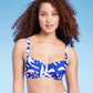 Top de biquíni feminino com aro Kona Sol - estampa coral azul, tamanho M