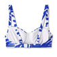 Top de biquíni feminino com aro Kona Sol - estampa coral azul, tamanho M