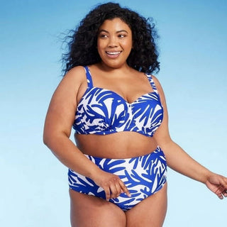 Top de biquíni feminino Kona Sol azul com aro - tamanho 18