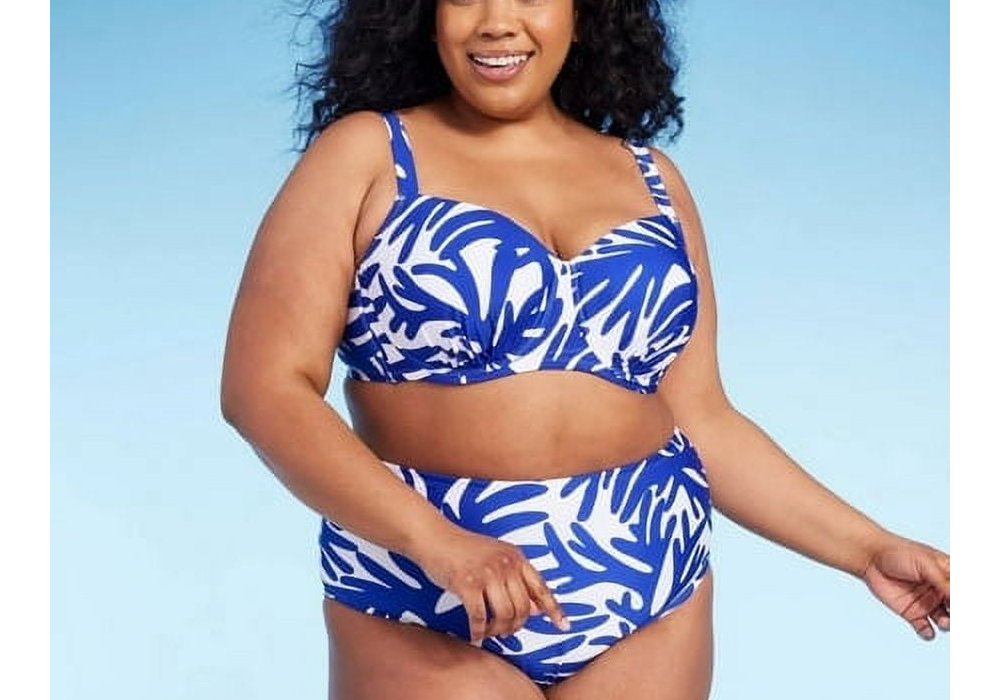 Top de biquíni feminino Kona Sol azul com aro - tamanho 18