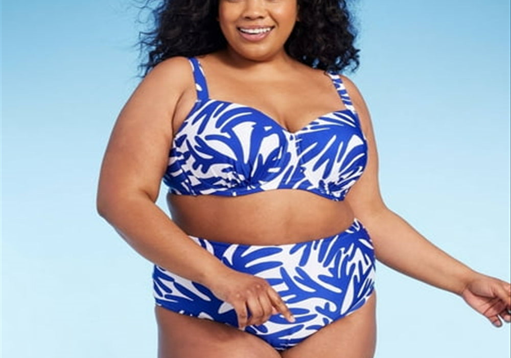 Top de biquíni feminino Kona Sol azul com aro - numeração americana 24 Plus Regular