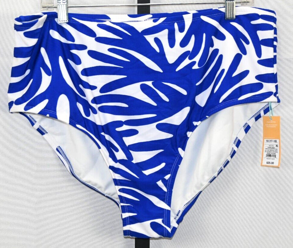 Calcinha de biquíni feminina Kona Sol de cintura alta, azul, tamanho 1X