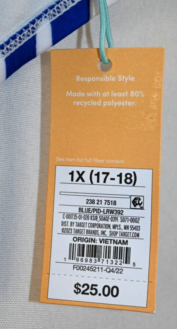 Calcinha de biquíni feminina Kona Sol de cintura alta, azul, tamanho 1X