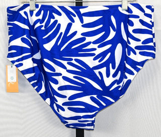 Calcinha de biquíni feminina Kona Sol de cintura alta, azul, tamanho 1X