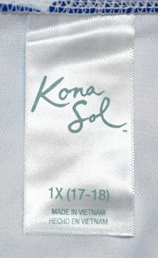 Calcinha de biquíni feminina Kona Sol de cintura alta, azul, tamanho 1X
