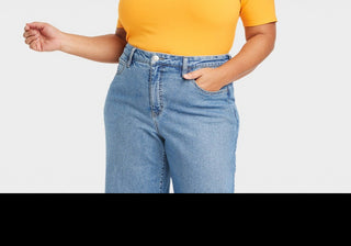 Blusa feminina Ava &amp; Viv em manga laranja, corte slim, gola coração, tamanho 2X